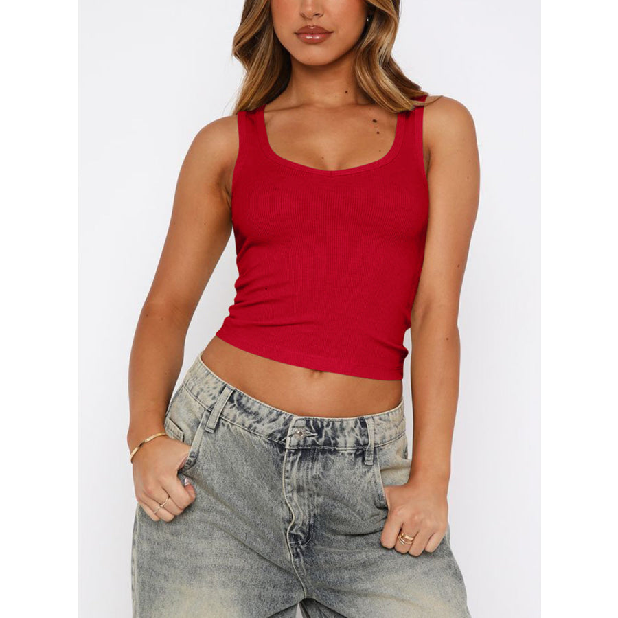 Lovelet Scoop Neck Wide Strap Tank Orange-Red / S Apparel and Accessories