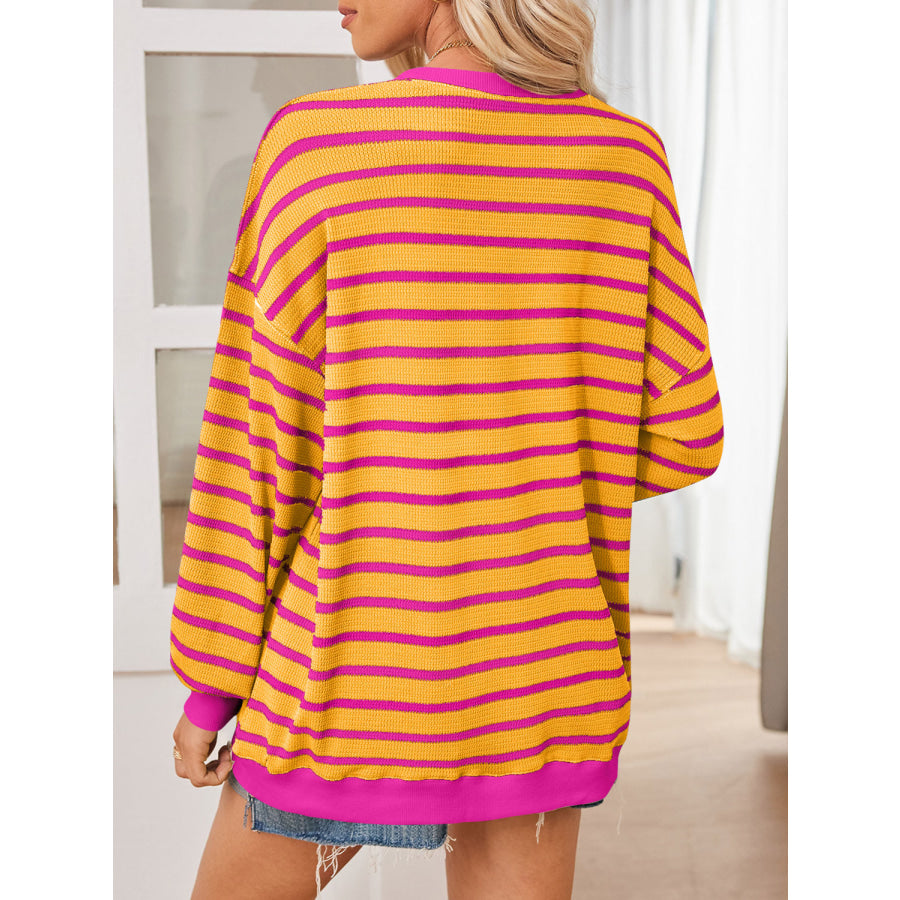 Lovelet Striped Contrast Long Sleeve Sweatshirt Apparel and Accessories