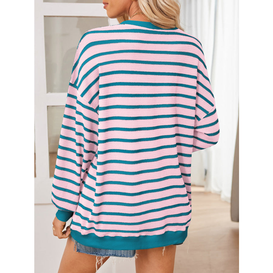 Lovelet Striped Contrast Long Sleeve Sweatshirt Apparel and Accessories