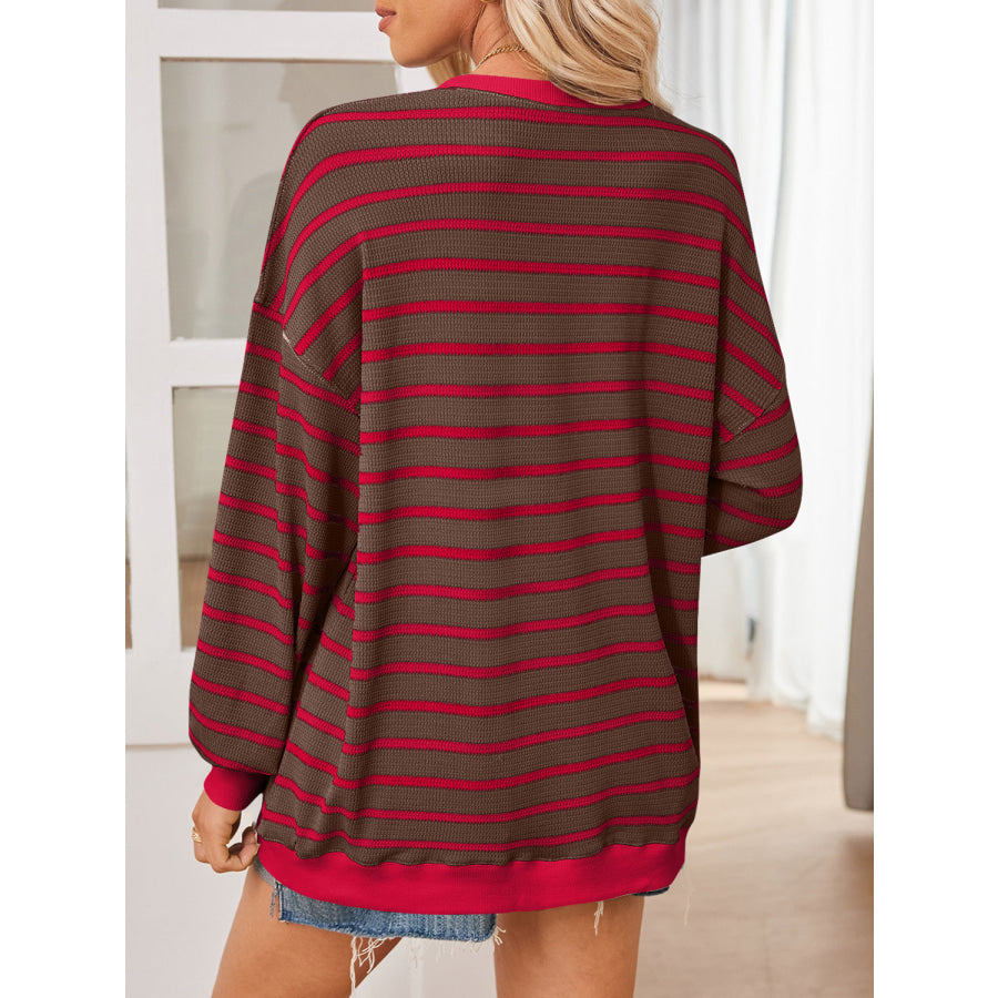 Lovelet Striped Contrast Long Sleeve Sweatshirt Apparel and Accessories