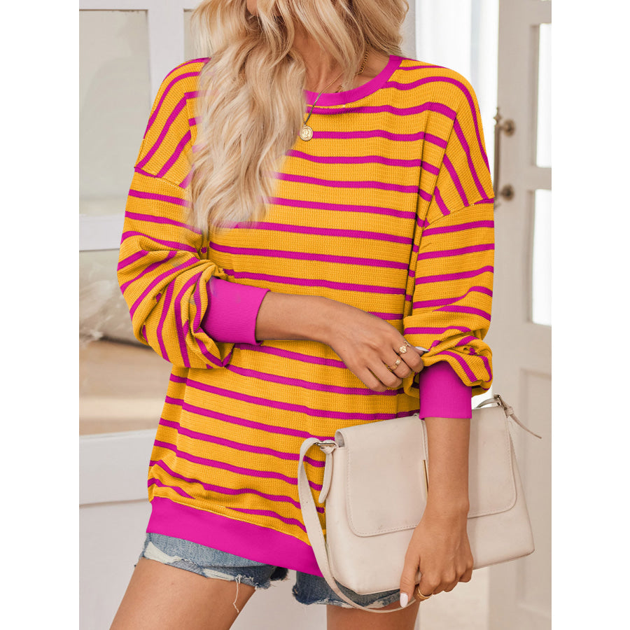 Lovelet Striped Contrast Long Sleeve Sweatshirt Apparel and Accessories