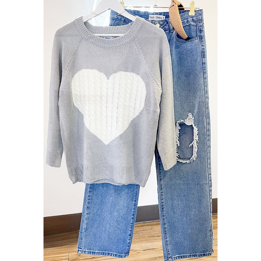 Lover Boy Gray Heart Sweater - ETA 1/25 WS 104 Sweaters