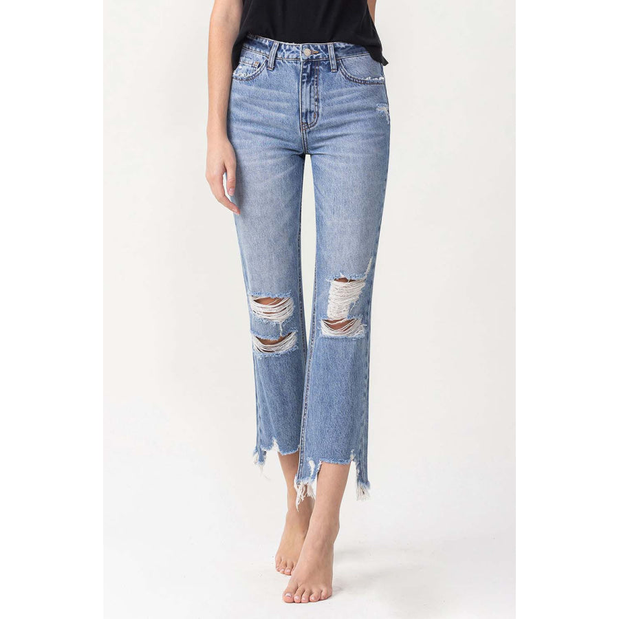 Lovervet High Rise Distressed Straight Jeans Apparel and Accessories