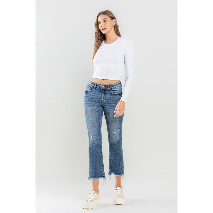 Lovervet Mid Rise Frayed Hem Jeans Apparel and Accessories