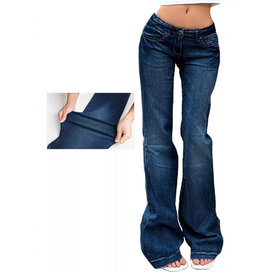 Low Rise Flare Jeans Blue Black / S Apparel and Accessories