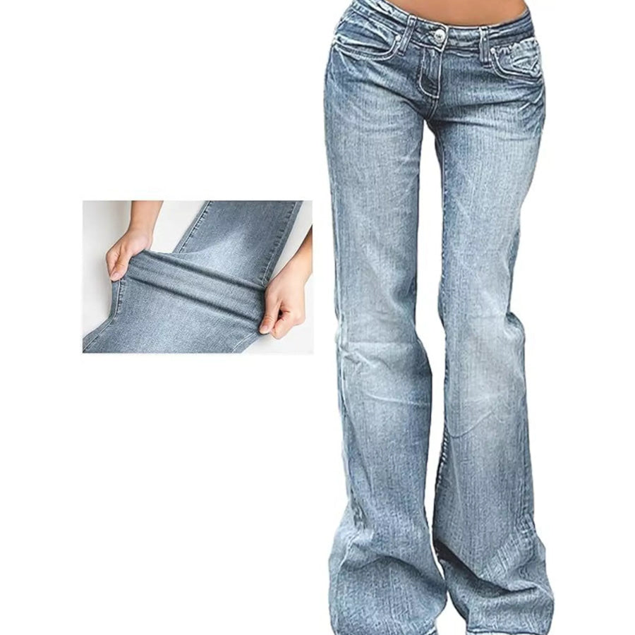 Low Rise Flare Jeans Light Blue / S Apparel and Accessories