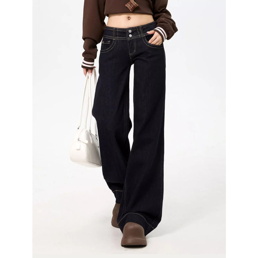 Low-Rise Wide-Leg Jeans Dark / XS Apparel and Accessories