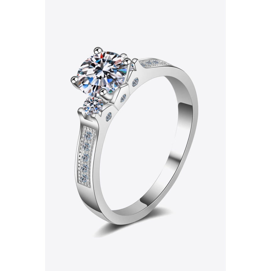 Lucky Charm Moissanite Rhodium-Plated Ring Silver / 5
