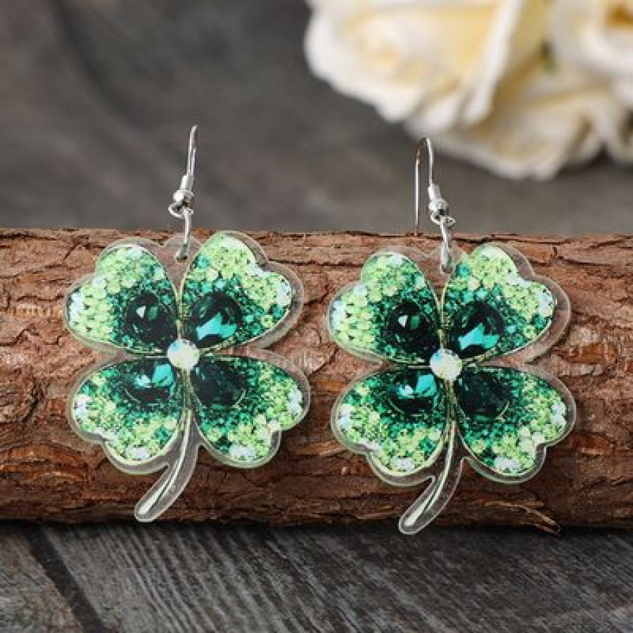 Lucky Clover Acrylic Dangle Earrings Green / One Size Apparel and Accessories