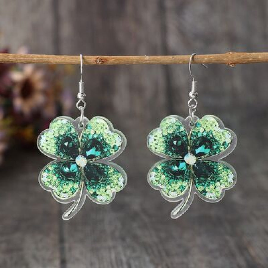 Lucky Clover Acrylic Dangle Earrings Green / One Size Apparel and Accessories