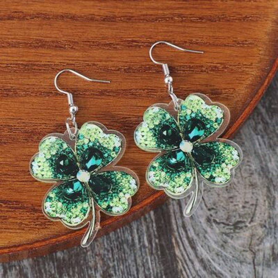 Lucky Clover Acrylic Dangle Earrings Green / One Size Apparel and Accessories