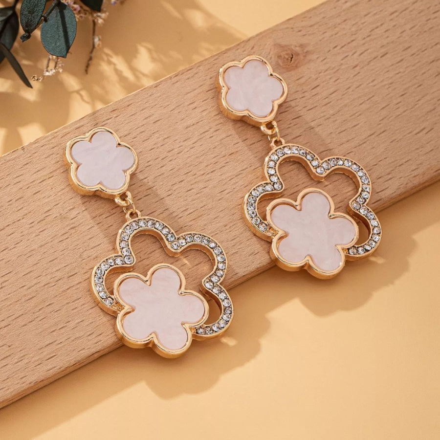 Lucky Clover Dangle Earrings with Rhinestone Accents Apparel and Accessories