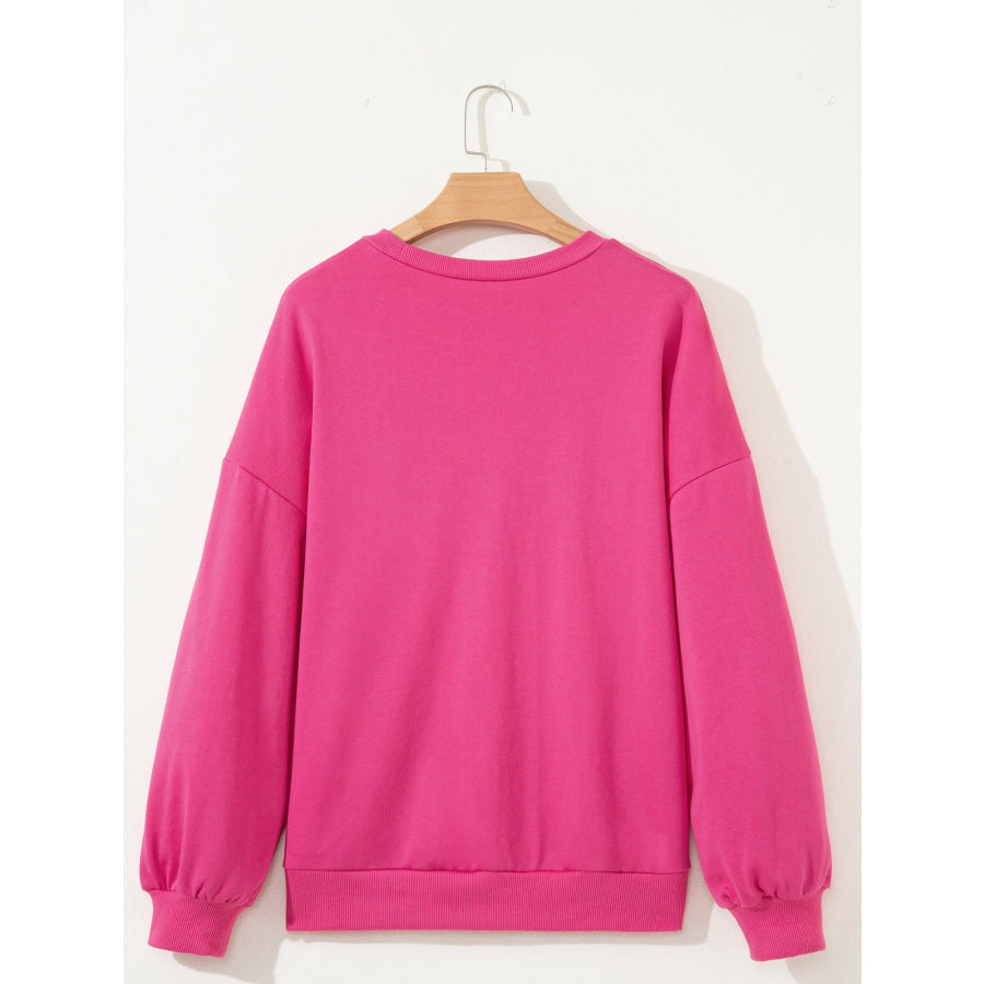 Lucky Clover Embroidered Loose Pullover Sweatshirt Apparel and Accessories