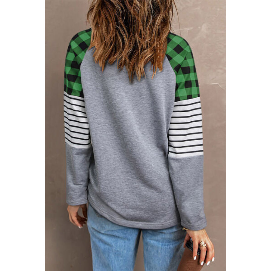 Lucky Clover Raglan Sleeve Sweatshirt Charcoal / S Apparel and Accessories