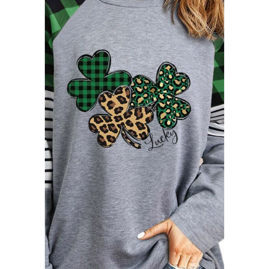 Lucky Clover Raglan Sleeve Sweatshirt Apparel and Accessories