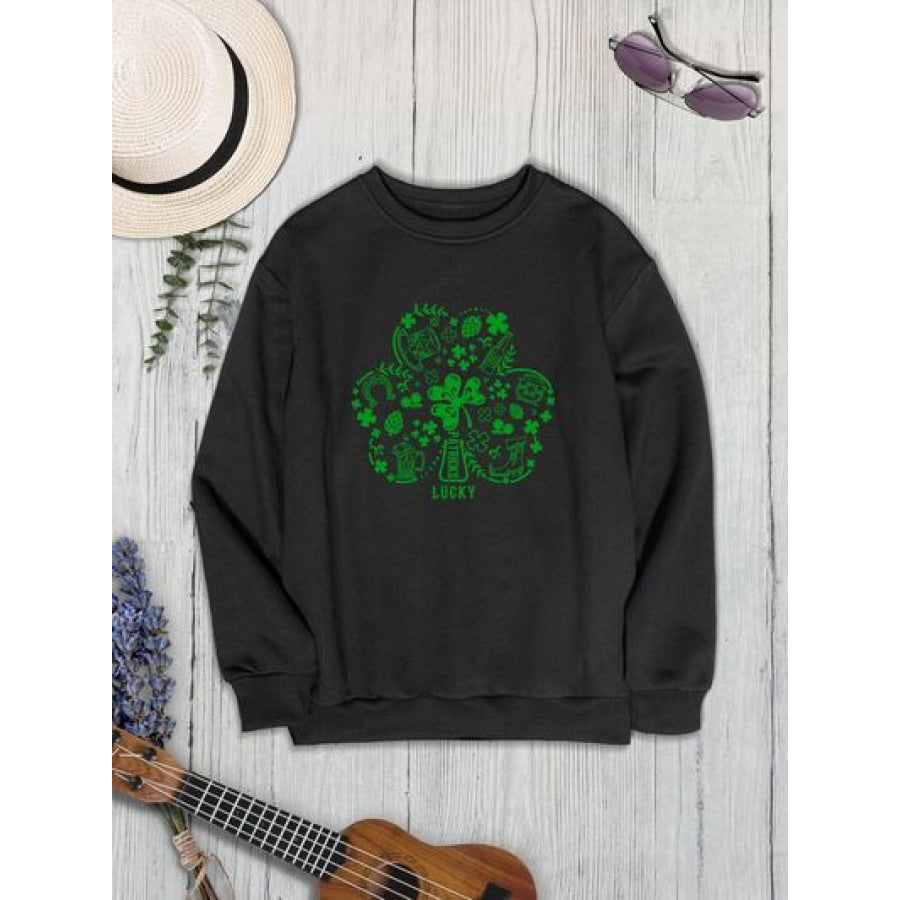 Lucky Clover Round Neck Sweatshirt Apparel and Accessories