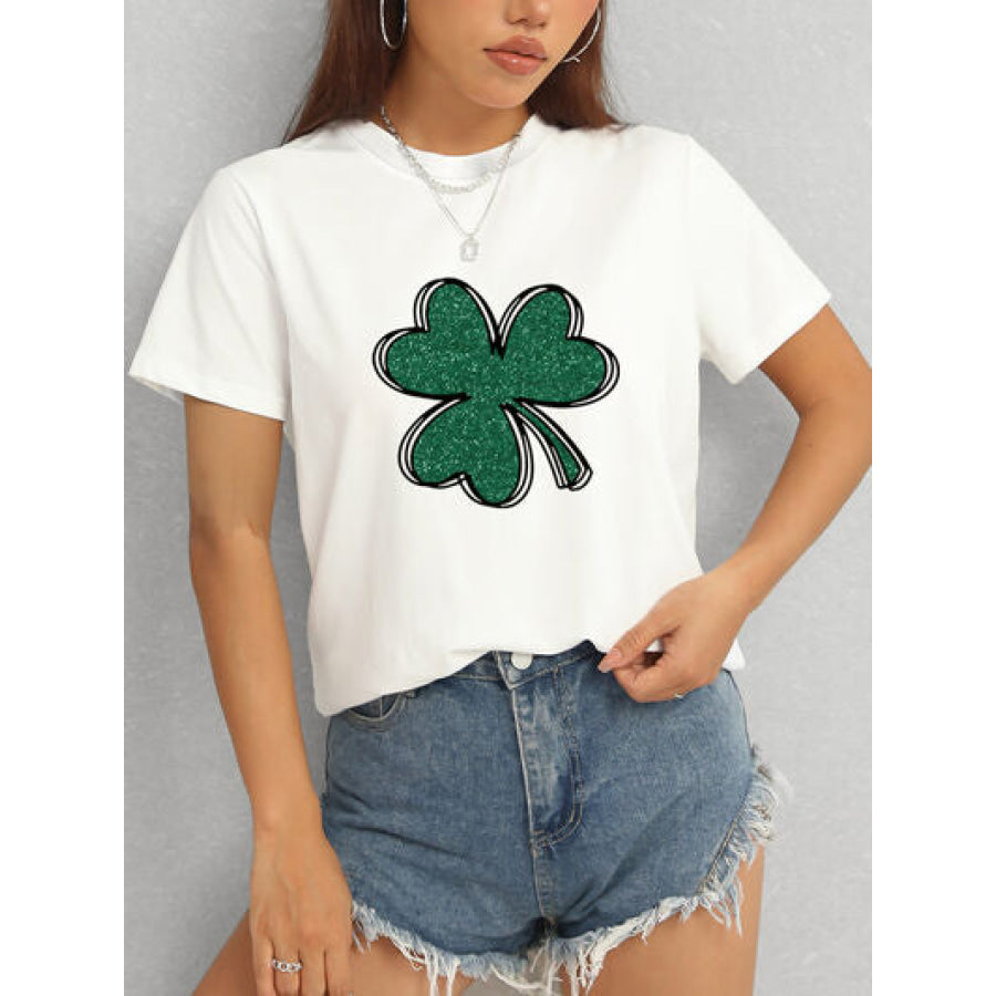 Lucky Clover Round Neck T - Shirt Apparel and Accessories