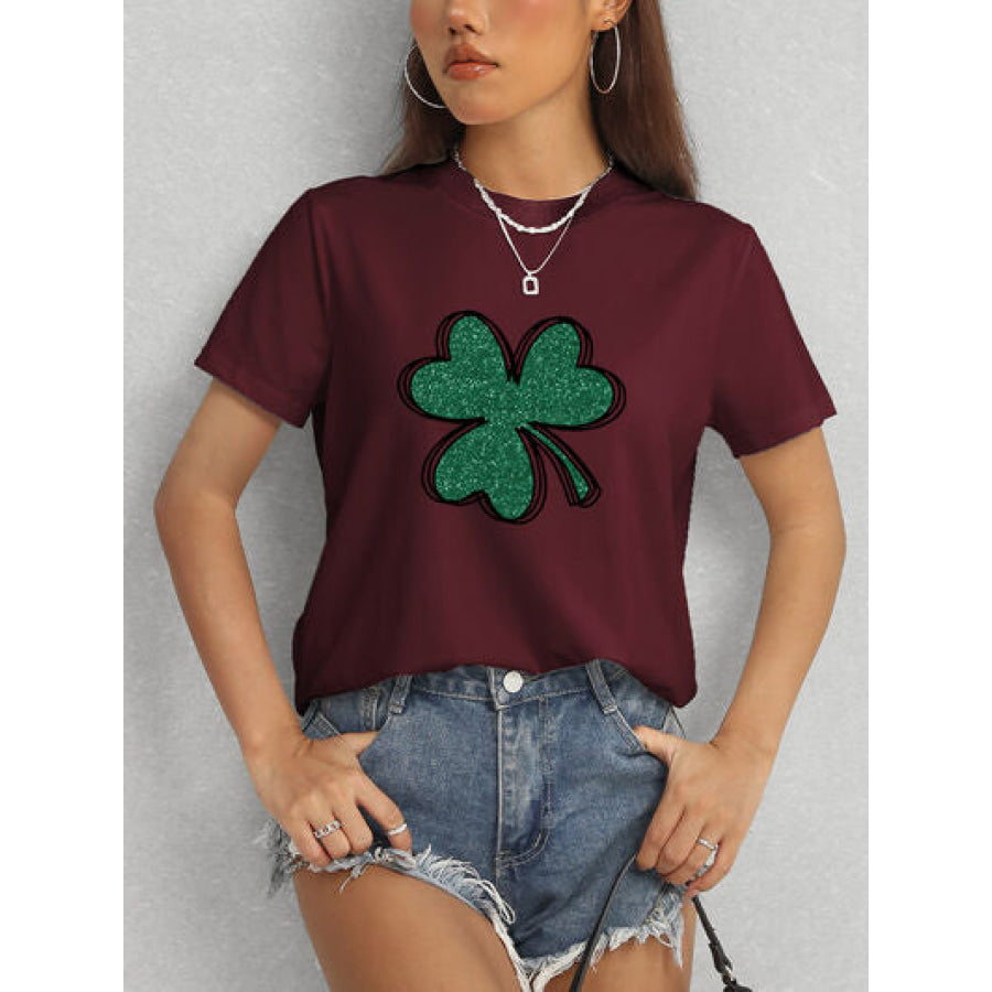 Lucky Clover Round Neck T - Shirt Apparel and Accessories