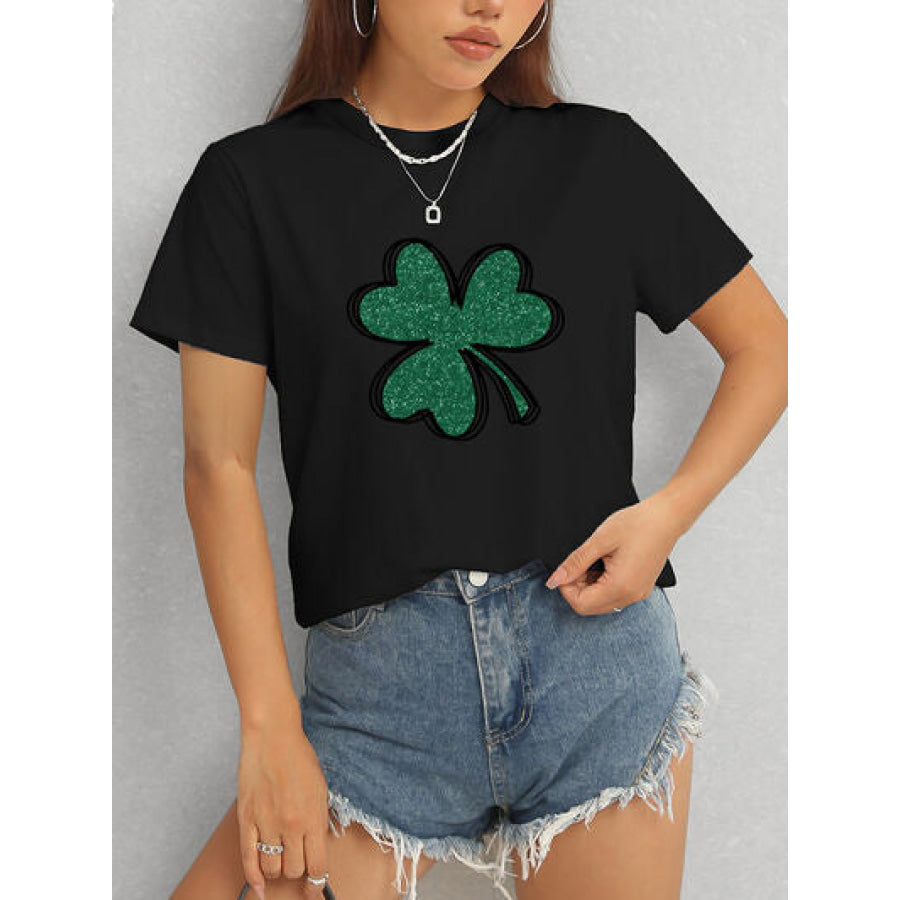 Lucky Clover Round Neck T - Shirt Apparel and Accessories