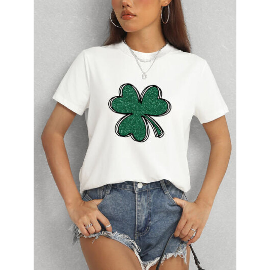 Lucky Clover Round Neck T - Shirt Apparel and Accessories