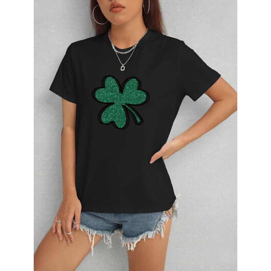 Lucky Clover Round Neck T - Shirt Apparel and Accessories