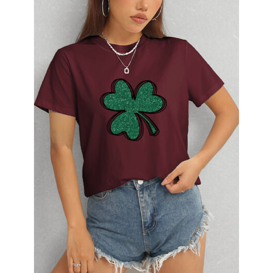 Lucky Clover Round Neck T - Shirt Apparel and Accessories