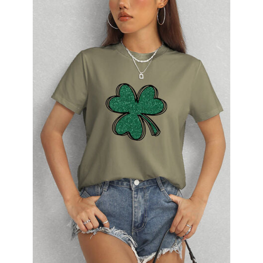 Lucky Clover Round Neck T - Shirt Apparel and Accessories