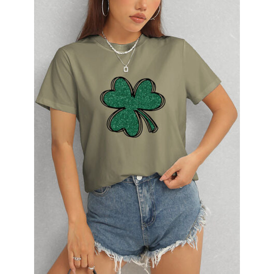 Lucky Clover Round Neck T - Shirt Apparel and Accessories