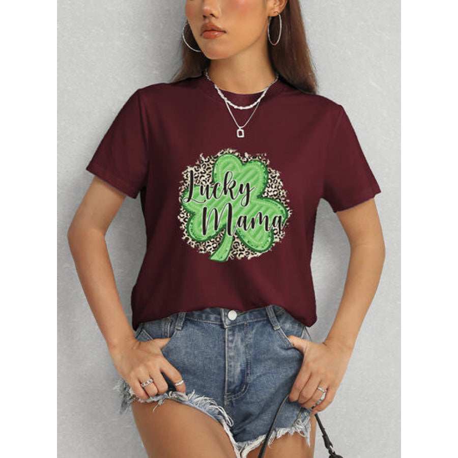 LUCKY MAMA Round Neck T - Shirt Apparel and Accessories