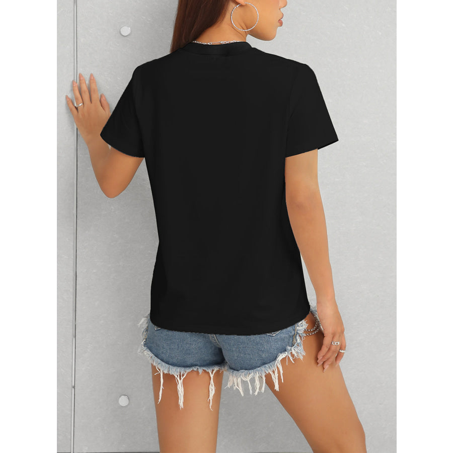 LUCKY Round Neck Short Sleeve T-Shirt Apparel and Accessories