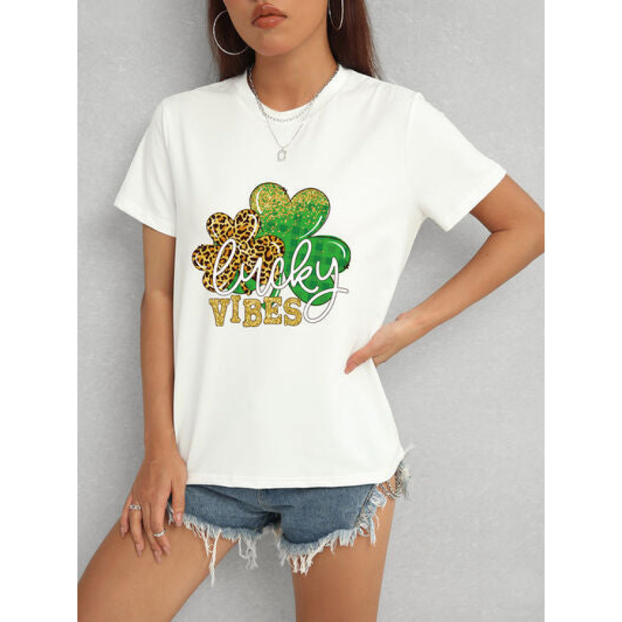 LUCKY VIBES Round Neck Short Sleeve T - Shirt Apparel and Accessories