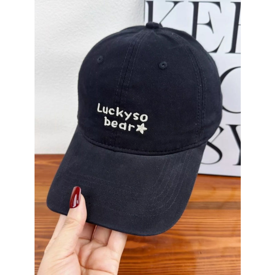 Luckyso Bear Embroidered Baseball Cap Black / One Size Apparel and Accessories