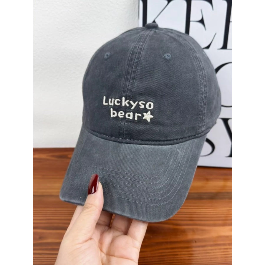 Luckyso Bear Embroidered Baseball Cap Grey / One Size Apparel and Accessories
