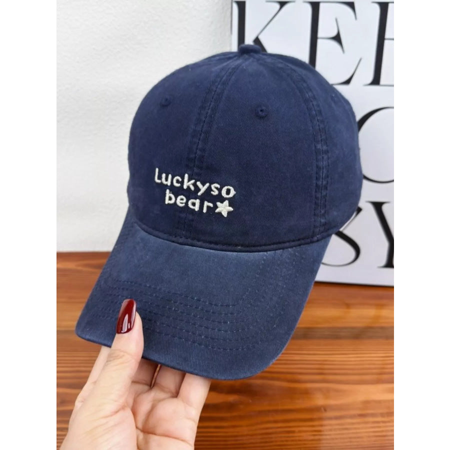 Luckyso Bear Embroidered Baseball Cap Navy Blue / One Size Apparel and Accessories
