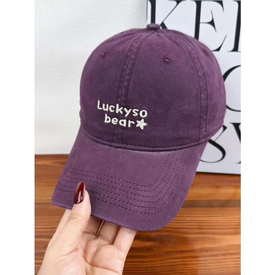 Luckyso Bear Embroidered Baseball Cap Sauce Purple / One Size Apparel and Accessories