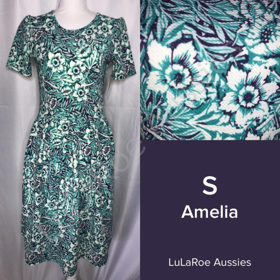 LuLaRoe Amelia S / Teal/Purple/White Floral LuLaRoe Amelia