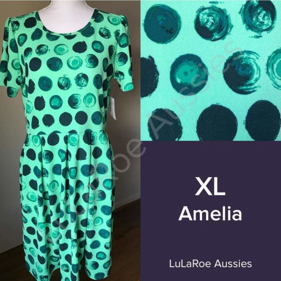 LuLaRoe Amelia Dress - Size XL XL / Mint with Hunter Green Swirls LuLaRoe Amelia