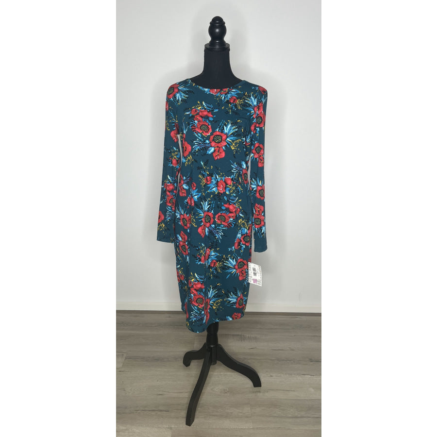 LuLaRoe Debbie Dress - Size Medium M / Green red blue floral Dresses