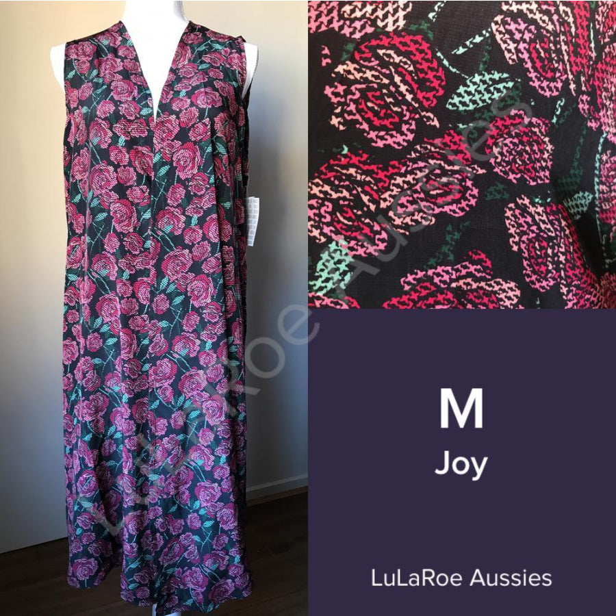 Lularoe Joy M / Black With Pixelated Roses, Silky Coverups