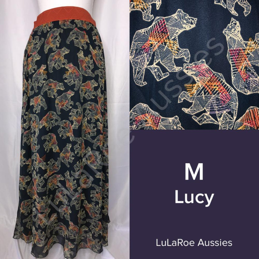 LuLaRoe Lucy Skirt - Size Medium M / Black with geo bear print Skirts