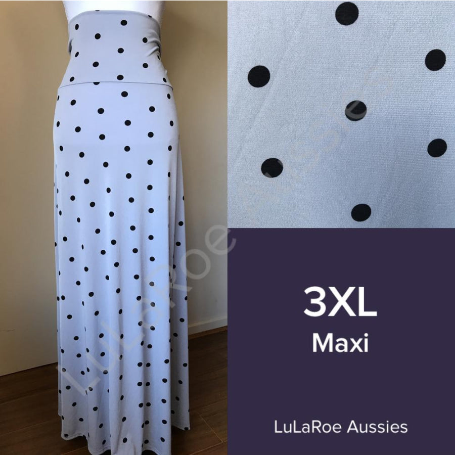 LuLaRoe Maxi Skirt - Size 3XL 3XL / Dove grey with black polka dots Skirts