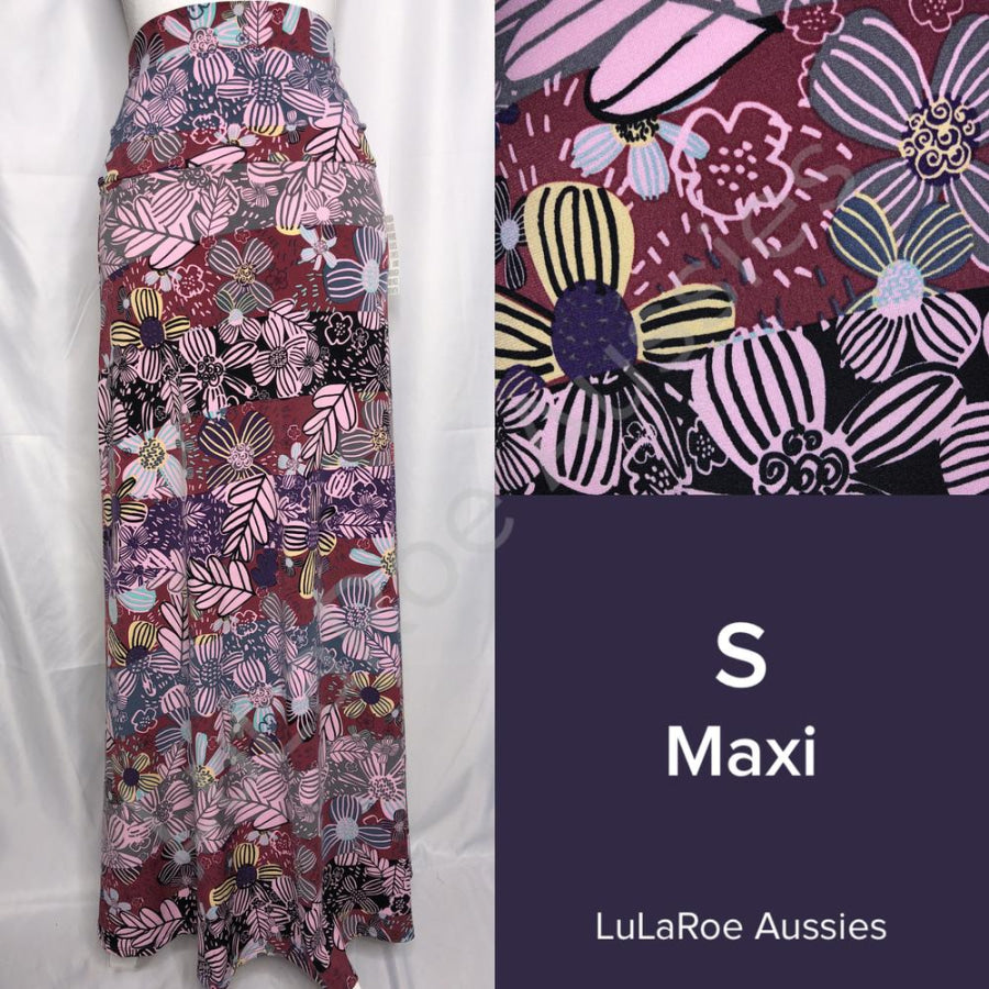 LuLaRoe Maxi Skirt - Size S S / Pink grey teal floral Skirts