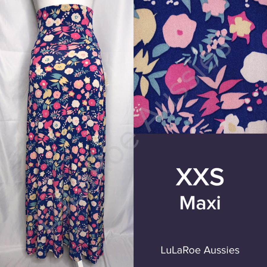 LuLaRoe Maxi Skirt - Size XXS XXS / Blue pink yellow white floral Skirts