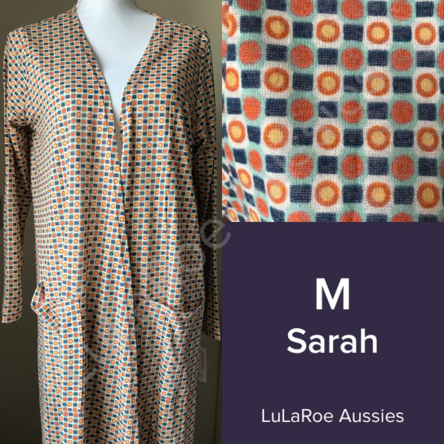 Lularoe Sarah M / Purple/aqua/yellow Tribal Print, Linen Blend Coverups