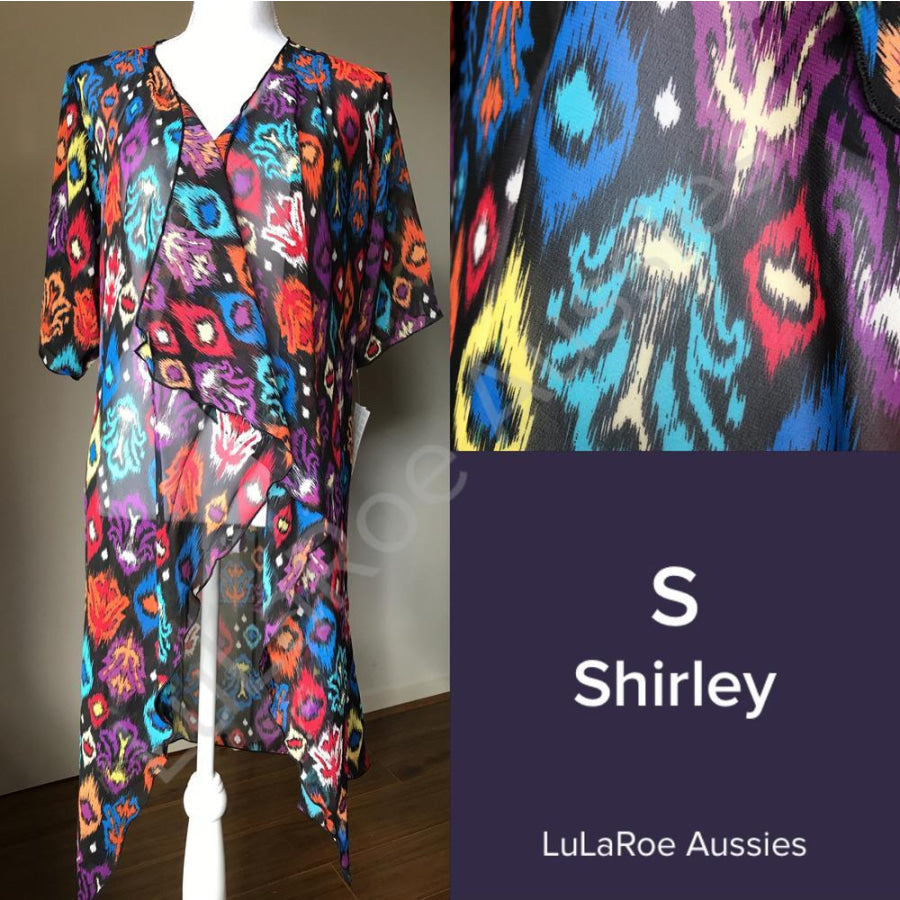 Lularoe Shirley S / Black With Coral/pink/grey/green Floral, Chiffon Coverups