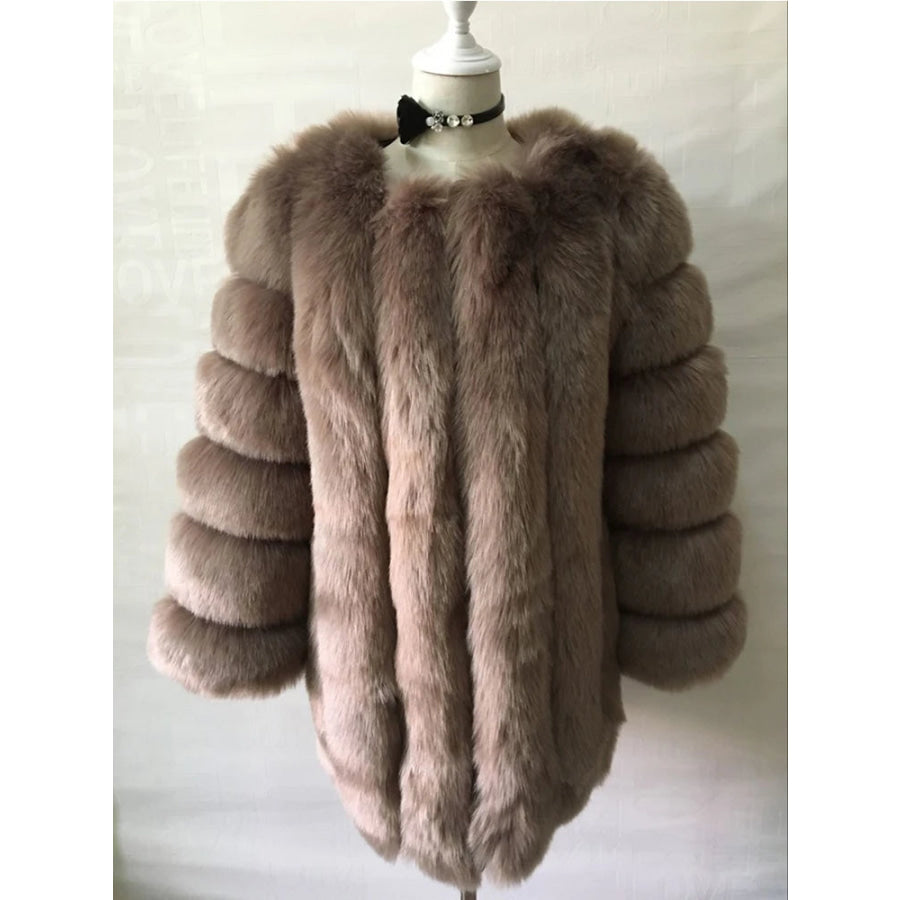 Luxury Faux Fox Fur Coat - Assorted Colours Dark camel / XXL Women’s Fashion - Women’s Clothing - Jackets &amp; Coats - Faux Fur