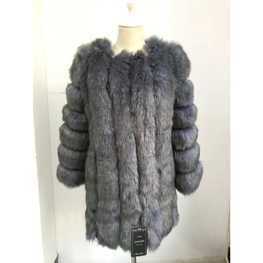 Luxury Faux Fox Fur Coat - Assorted Colours Dark grey / XXL Women’s Fashion - Women’s Clothing - Jackets &amp; Coats - Faux Fur