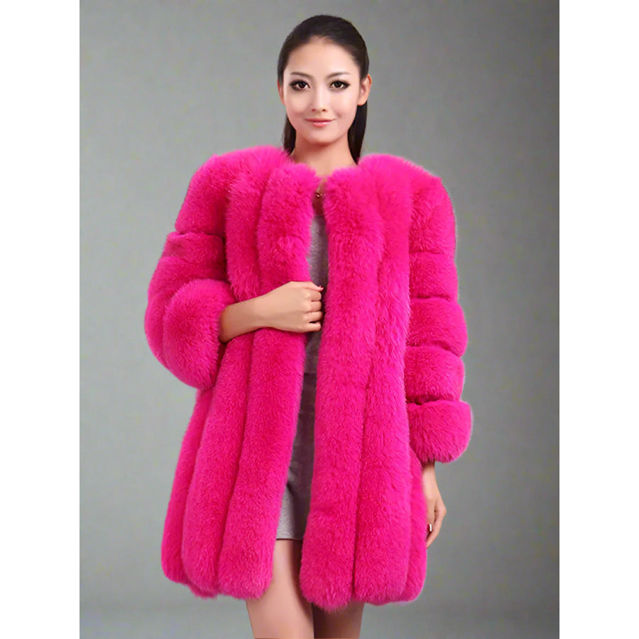 Luxury Faux Fox Fur Coat - Assorted Colours Fuchsia / XXL Women’s Fashion - Women’s Clothing - Jackets &amp; Coats - Faux Fur