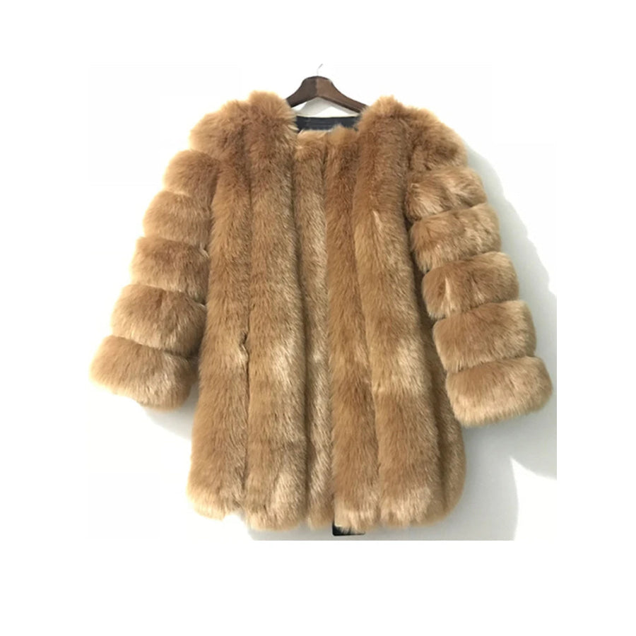 Luxury Faux Fox Fur Coat - Assorted Colours Light Camel / XXL Women’s Fashion - Women’s Clothing - Jackets &amp; Coats - Faux Fur