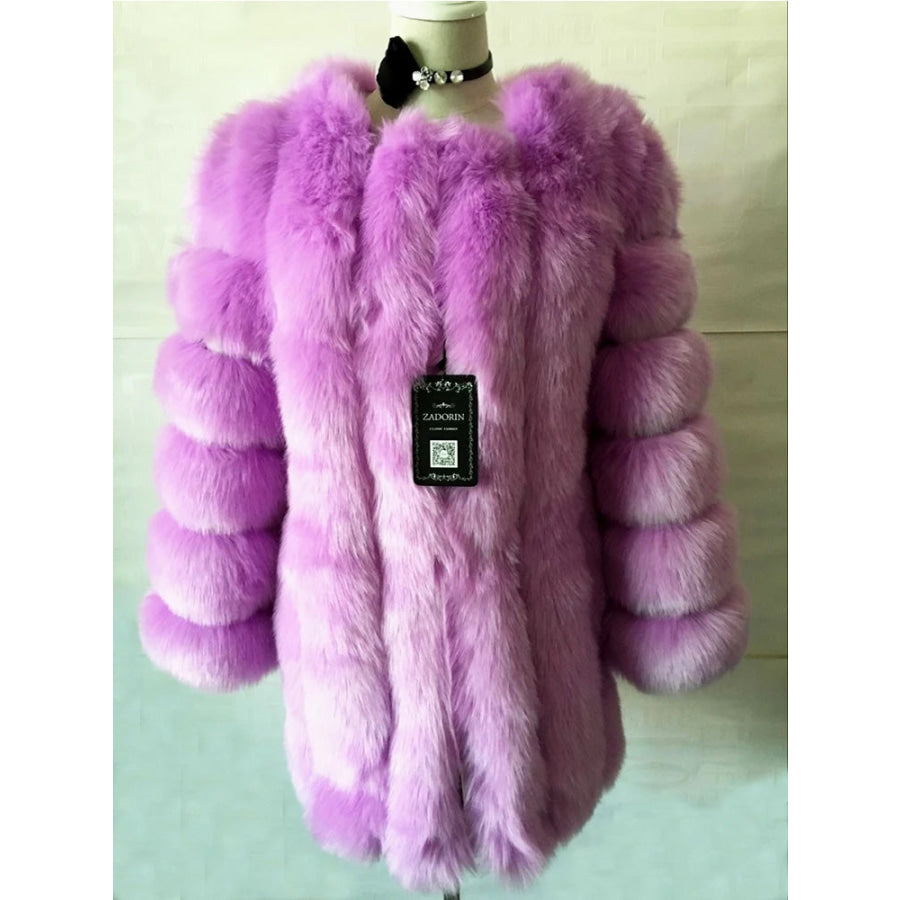 Luxury Faux Fox Fur Coat - Assorted Colours Purple / XXL Women’s Fashion - Women’s Clothing - Jackets &amp; Coats - Faux Fur